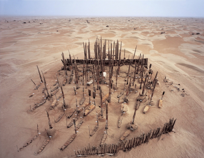 Aerial view of the Xiaohe cemetery.<br>© Wenying Li, Xinjiang Institute of Cultural Relics and Archaeology.