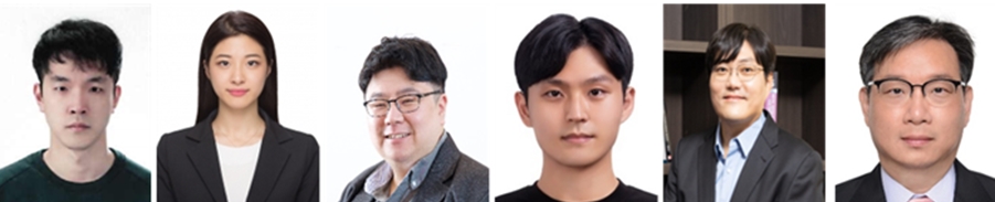 (From left to right) Jae-Young Bae, PhD; Young-Seo Kim, PhD candidate; Professor Seung-kyun Kang from the Department of Materials Science and Engineering, Seoul National University; Gyeong-Seok Hwang, PhD; Professor Ju-Young Kim from the Department of Materials Science and Engineering, UNIST; Professor Jung Keun Hyun from the Department of Rehabilitation Medicine, Dankook University Hospital. 