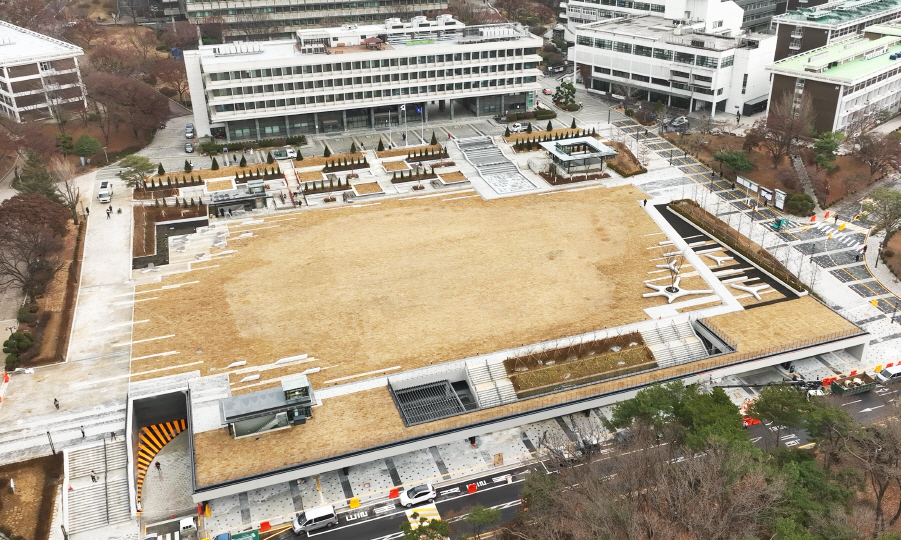 The View of the Newly Renovated Grass Square