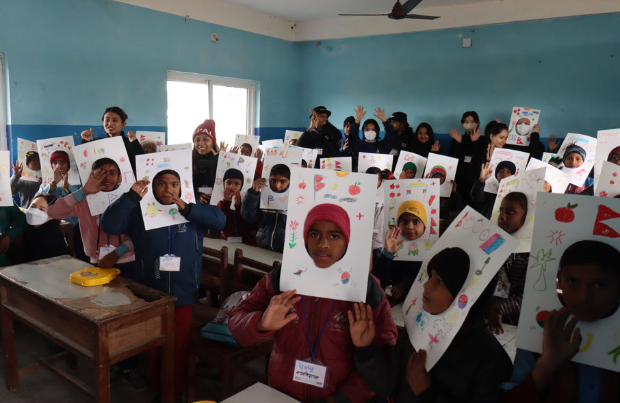 Art class conducted at the Um Hong Gil Human Foundation Lumbini Human School