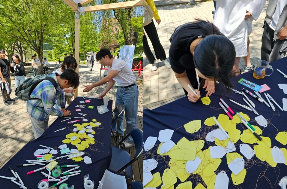 Students Writing Messages to the Willows