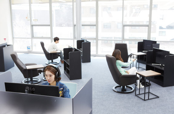 Multimedia Plaza at 6th floor where students are allowed to watch films and TVs in the comfortable chairs.