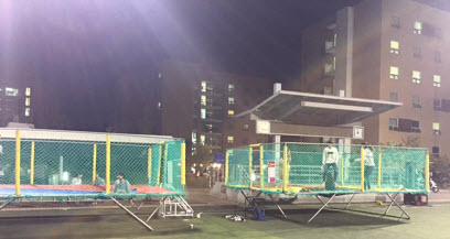 An inflatable slide and trampoline was set up in the sports field, which further enhanced the festive atmosphere